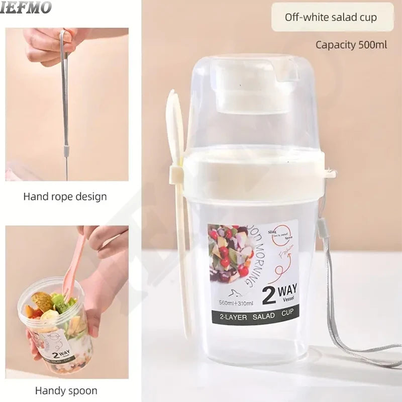2-Wege-Verschlussbehälter für Joghurt und Müsli – Tragbarer Frühstücksbecher mit Deckel