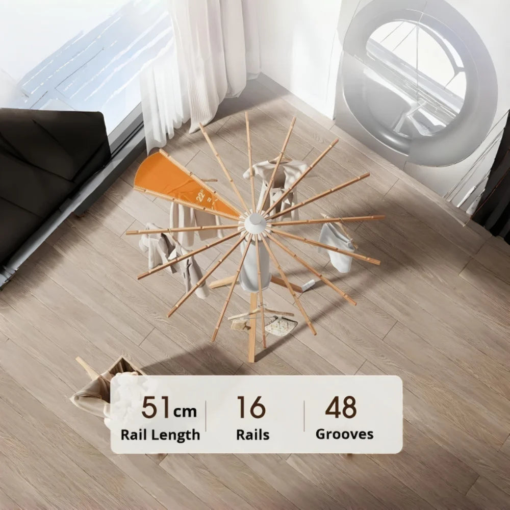 Zusammenklappbarer, drehbarer Wäscheständer, verstellbar um 360°