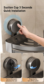 Badezimmer-Ecklagerregal, Saugnapf, Halterung an der Wand, Dusch-Caddy-Box, abnehmbares Badezimmer, Küche, Toilette, Organizer-Rack