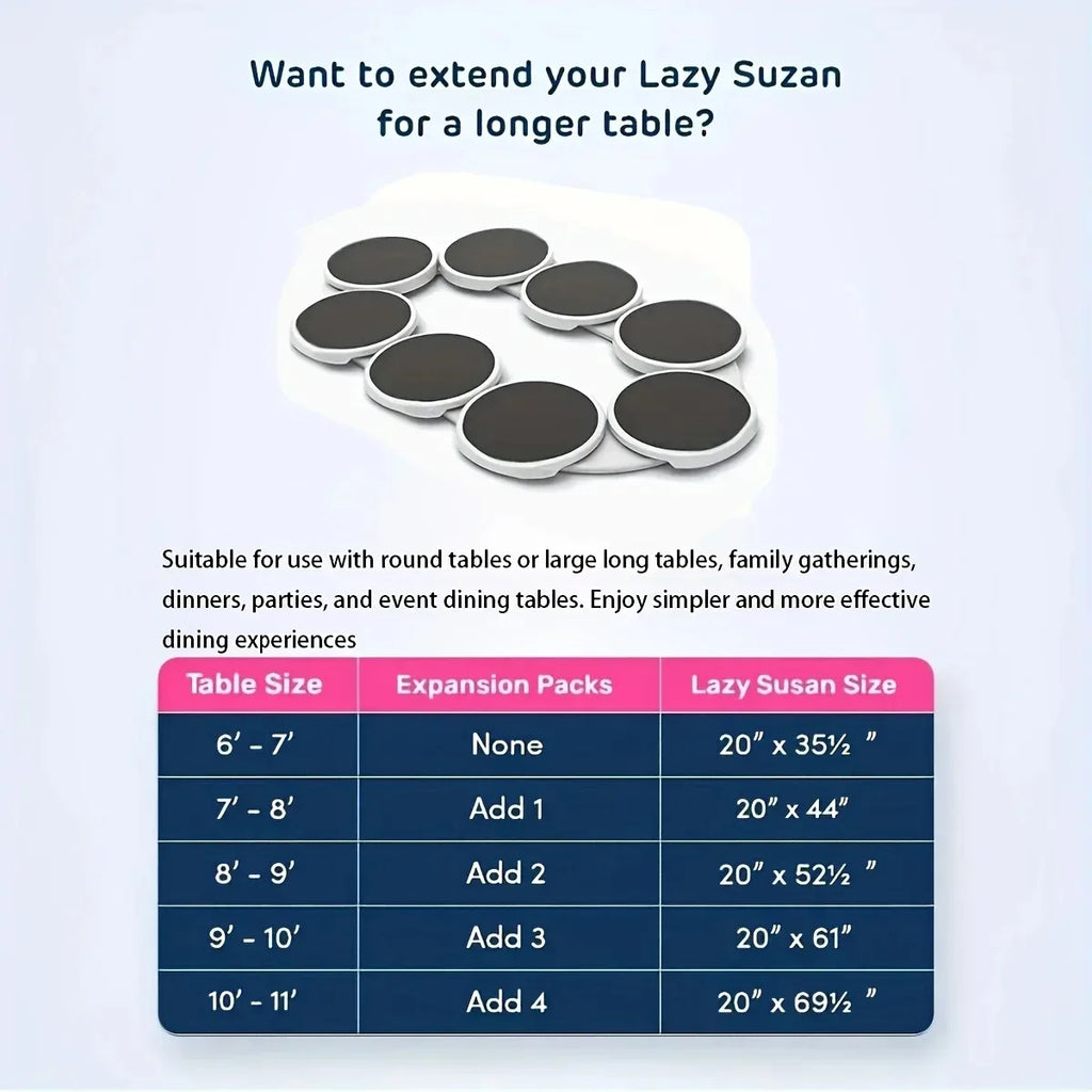 Drehteller für Küche, Esstisch, Drehteller für Küchenarbeitsplatte, 360-Grad-Drehung, vielseitig, hitzebeständig, für rechteckigen Tisch