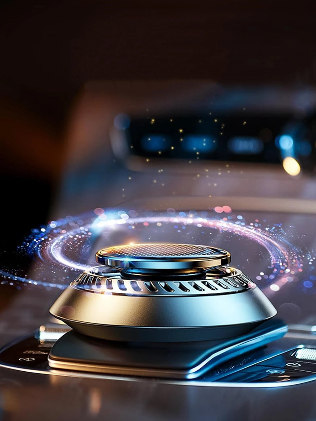 Solarbetriebene Auto-Aromatherapie, solarbetriebene automatische Rotation, Auto-Lufterfrischer, Duft, Auto-Ornamente, Auto-Diffusor für ätherische Öle