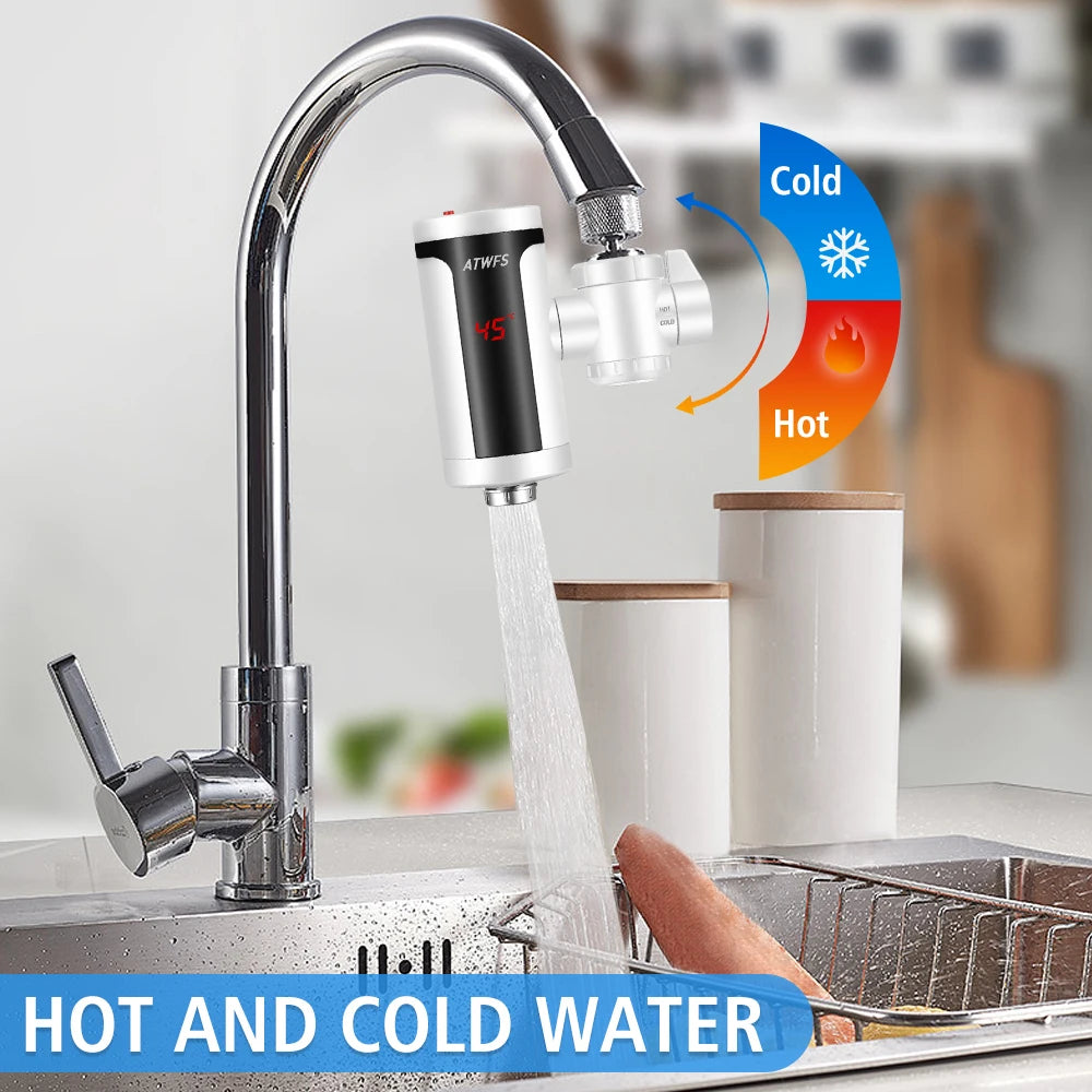 ATWFS 3300 W Instant-Warmwasserhahn, elektrischer Wasserhahn, moderner Durchlauferhitzer, Wasserhahn für die Küche, Warmwasserbereiter