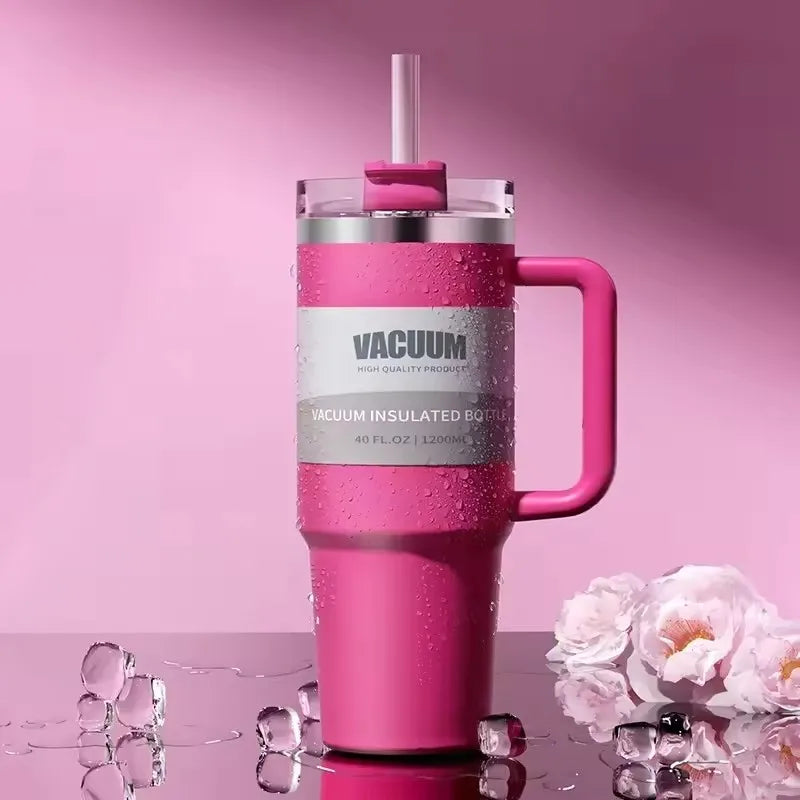40-Unzen-Autobecher, isolierter Strohbecher aus Edelstahl 304, Eisbecher, Auto-Wasserbecher