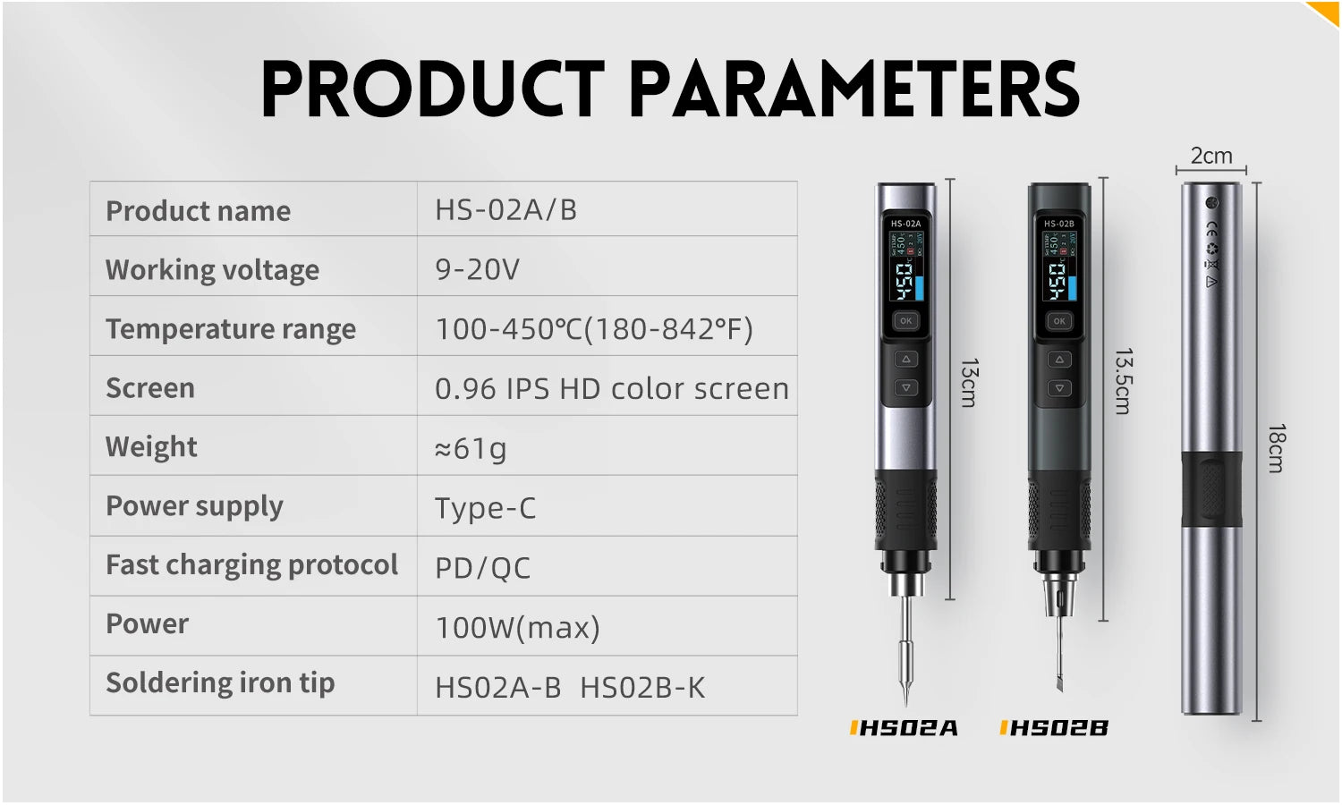 FNIRSI HS-02 Tragbares Wärme-Werkzeugkastenset, 100 W Leistung, einstellbare Temperatur, schnelle Erwärmung, Reparaturausrüstung, 100–450 ℃   für DIY-Reparatur