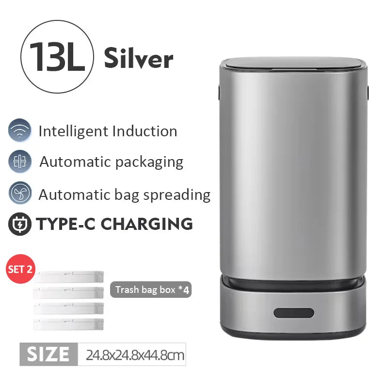 13L Smart Mülleimer mit automatischer Verpackung Müllsack Badezimmer Toilette Mülleimer Automatische Close Bag Adsorption Papierkorb