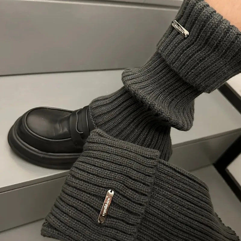 Neue gestrickte Lolita JK Beinwärmer, Damen lange Socken, Herbst, Winter, Wolle Fußabdeckung, Armwärmer, Y2K Crochet, Heap Socke, Stiefelmanschetten
