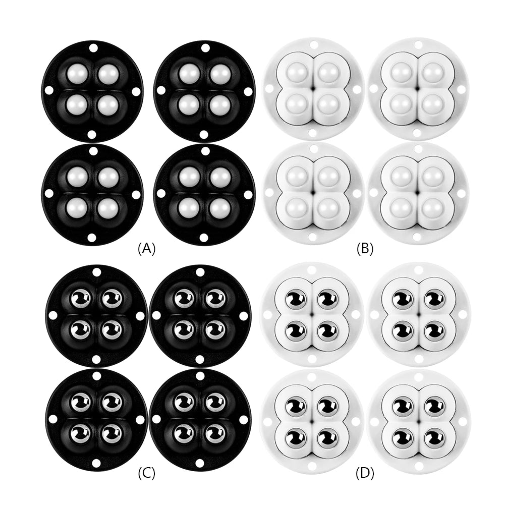 4 Stück klebrige drehbare Riemenscheibe, 360 Grad freie Drehung, selbstklebende Lenkrollen, Zubehör für Behälter, Aufbewahrungsbox, Möbel