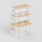 Müllbeutelspender mit Bambusdeckel – Transparent, stapelbar, S/M/L