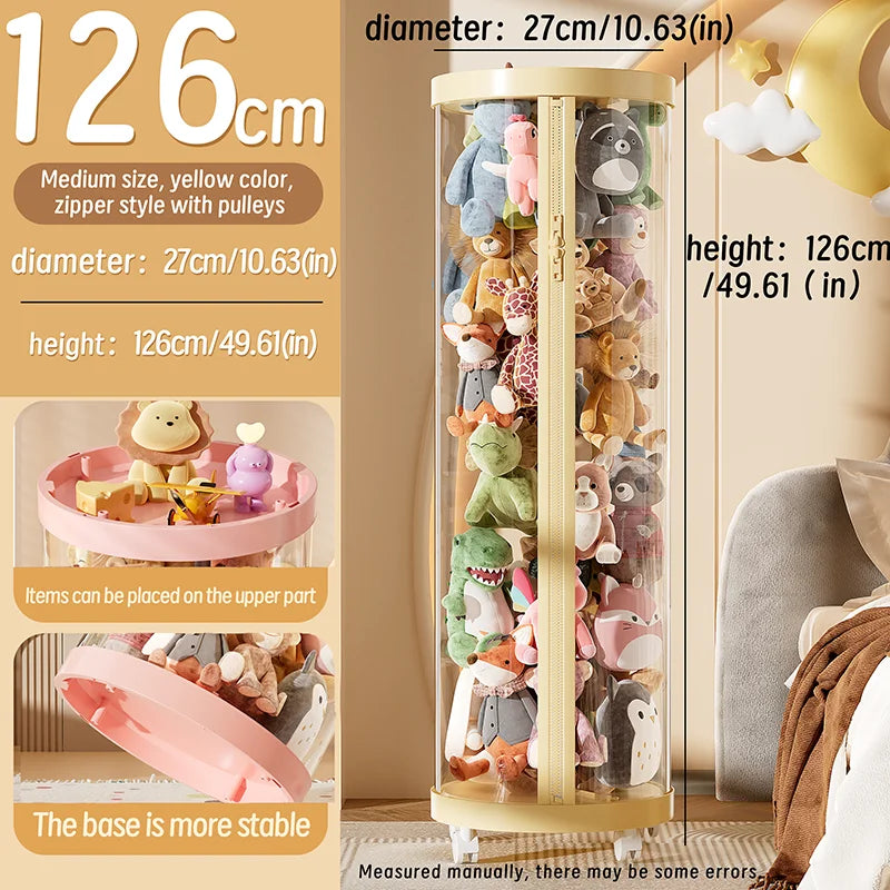 Transparente Puppe Lagerung Box Plüsch Spielzeug Organisation Spielzeug Lagerung Rohr DIY Zipper Bins Kind Weihnachten Geschenk kinder Spielzeug Organizer