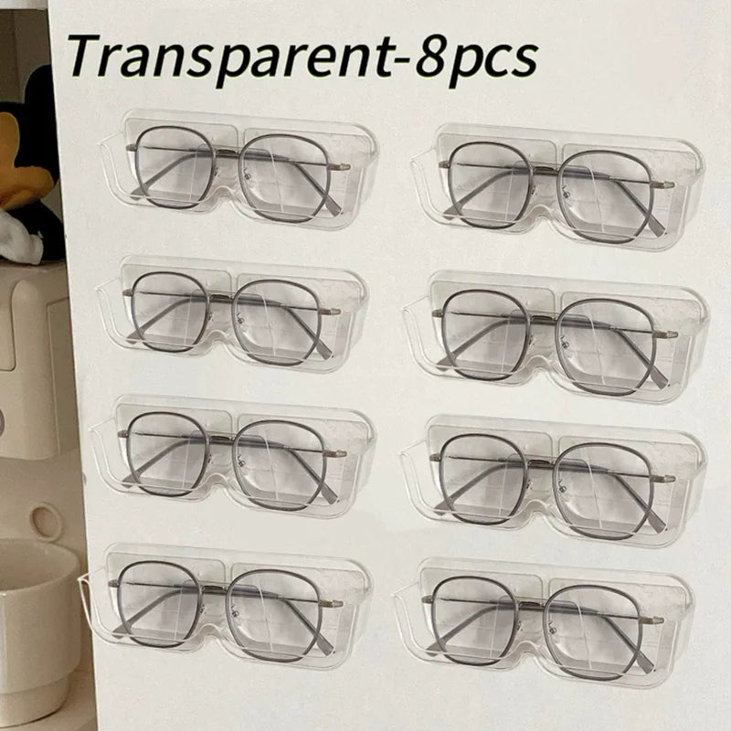 Brillen-Organizer Wandhalter – Selbstklebend, Ohne Bohren, 17,5×3,5×5,8cm | Sonnenbrille & Brille | Weiß, Grau & Transparent