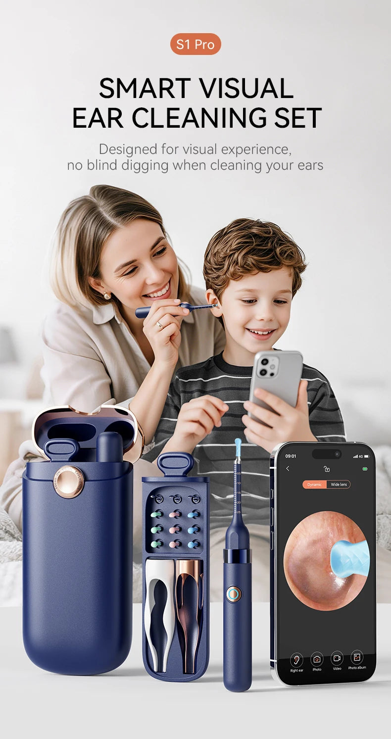 Verbesserter intelligenter visueller Ohrenschmalzreiniger mit Kamera, 800 W HD-Endoskop, multifunktionales visuelles Ohrreinigungswerkzeug, inklusive Stauraum