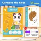 Wiederverwendbares Kinder-Arbeitsbuch-Set mit 34 Seiten und löschbarem Stift – Frühes Lernen der Entwicklung von Schreib- und Zeichenfähigkeiten, Lehrbücher für das Stiftkontrolltraining, innovatives Lernen – perfekt