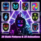 LED-Maske mit Gestenerkennung – 234 RGB-LEDs, 50 Muster, USB-C | Halloween Cosplay