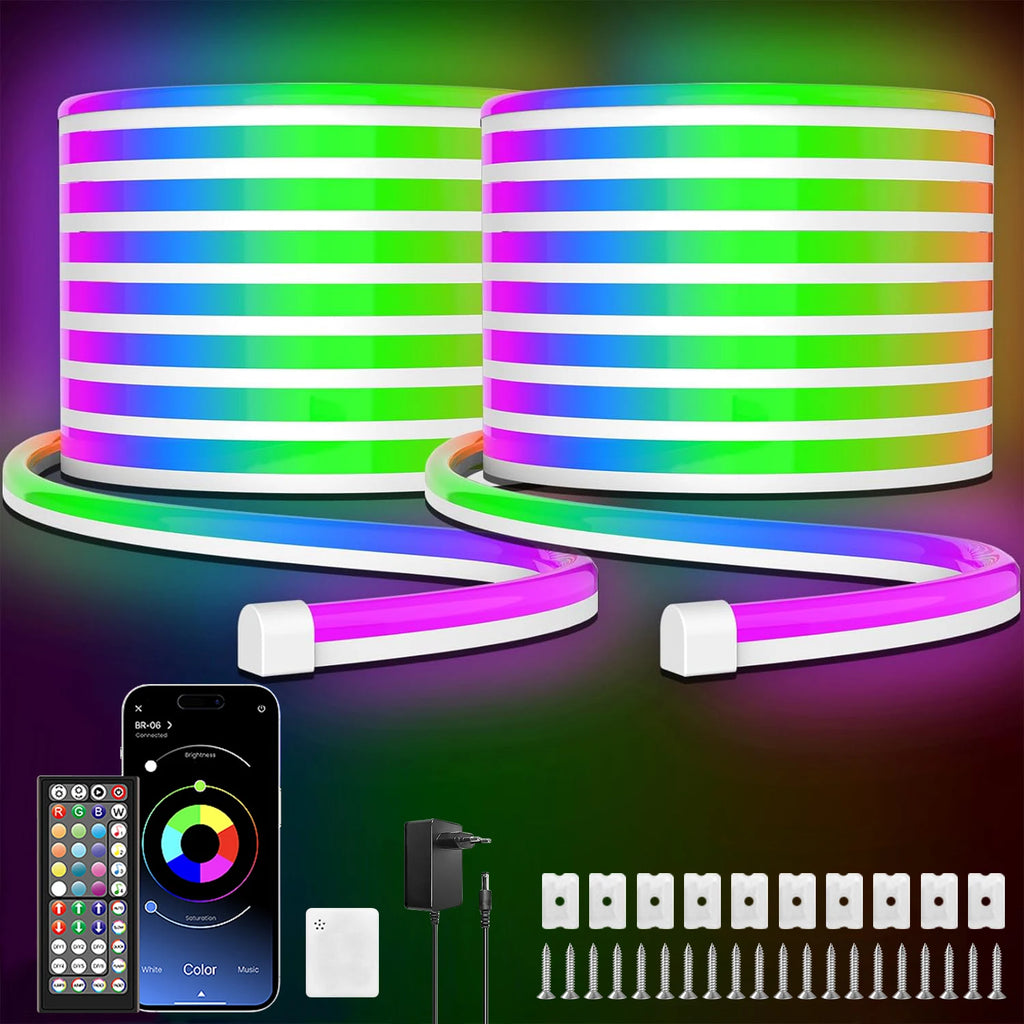 30 m/20 m flexible LED-Neon-Lichterkette mit App/Fernbedienung, IP65-RGB-Lichterkette für den Außenbereich, Musiksynchronisierung für Räume, Pool, Garten