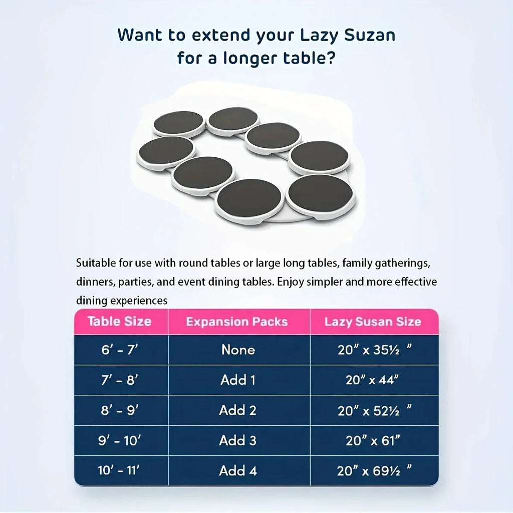 Drehteller für Küche, Esstisch, Drehteller für Küchenarbeitsplatte, 360-Grad-Drehung, vielseitig, hitzebeständig, für rechteckigen Tisch