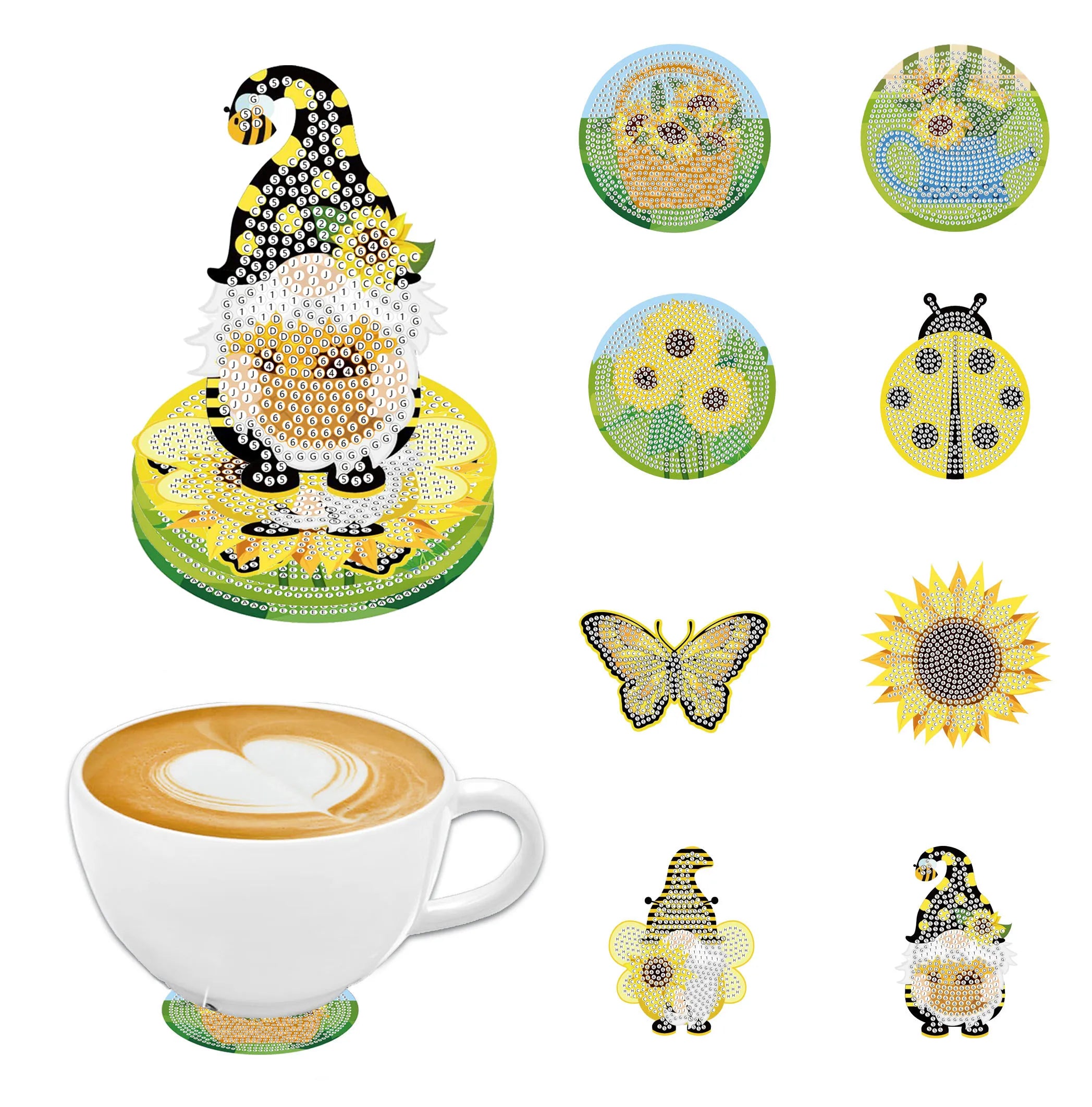 8-teiliges DIY-Diamant-Malerei-Kunstset mit Weihnachtsmotiv, Handwerkskunst, rutschfeste Untersetzer aus Holz ohne Klammern