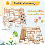 7-in-1 Multifunktionales Klettergerüst aus Holz mit Rutsche und Schaukel, Kletterleiter/Netz/Steinen, Indoor-Spielplatzspielzeug für Kinder ab 3 Jahren