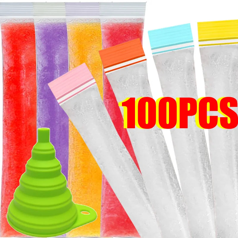 Einweg Eis-am-Stiel Beutel – DIY Popsicle, Joghurt & Smoothies, 50 oder 100 St.
