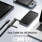 2-in-1 USB-C Ladekabel mit Faltständer – Schnellladung bis 240W, Typ-C & L-Form | 1,2m, 1,5m, 2m
