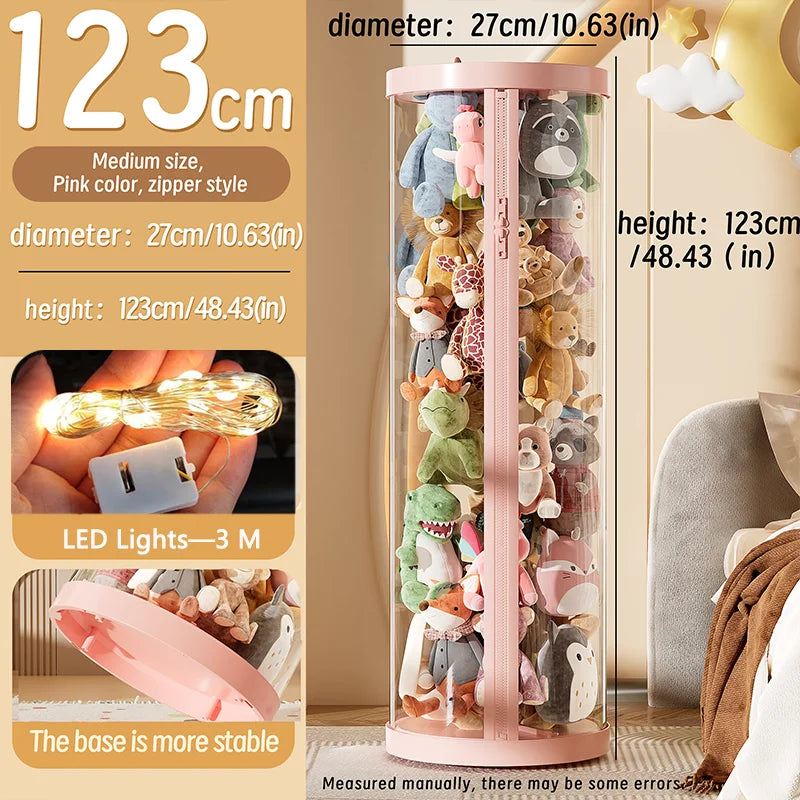 Transparente Puppe Lagerung Box Plüsch Spielzeug Organisation Spielzeug Lagerung Rohr DIY Zipper Bins Kind Weihnachten Geschenk kinder Spielzeug Organizer