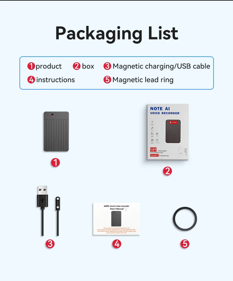 AI ChatGPT App Telefonanruf Aktivierter Diktiergerät Transcribe Summarize Smart Magnet Adsorb 8-128 GB Ultradünnes Kartendiktiergerät