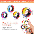 Magnetische Ringe Zappelspielzeug, ADHS Angst Magnetischer Fingerspinner Coolstes Magnet Stressabbau-Spielzeug für Kinder Erwachsene Teenager Geschenke