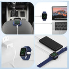 Tragbares kabelloses Uhrenladegerät, Typ C, 8-polig, Zwei Schnittstellen für Apple Watch S9 8 7 6 5 4 3 2 1 SE Ultra Series, Schnellladegerät