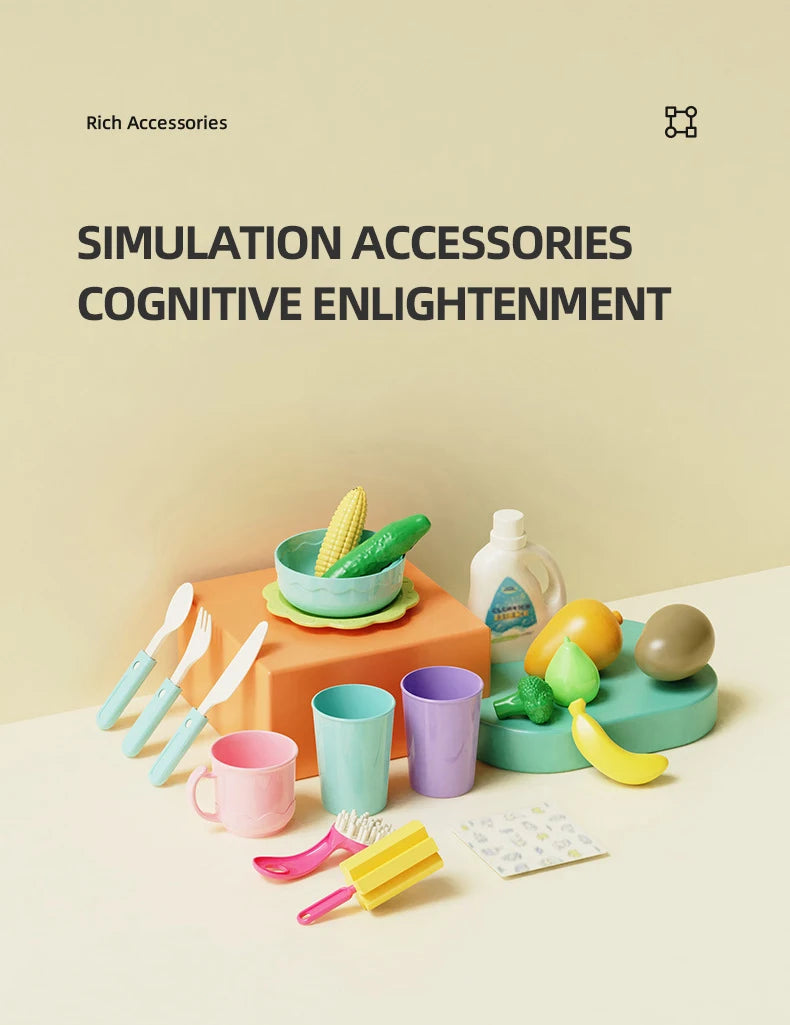 CONUSEA Kinder-Küchen-Spielset – Spülbecken mit elektrischem Wasserhahn, Zubehör, CE, ab 3 J.