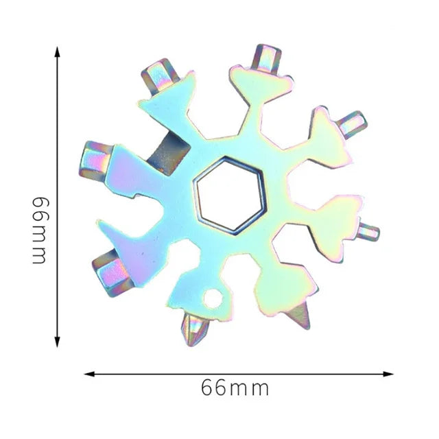 Multifunktionaler Schneeflockenschlüssel, Werkzeugstahl, achteckiger Sechskant, tragbar, 18-in-1-Mini-Universalschlüssel