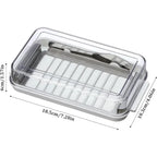 Butter-Aufbewahrungsbox, 2-in-1-Butterschale mit transparentem Deckel und Cutter, Butterschneider, Schneidebox, luftdichte, rechteckige Butteraufbewahrung