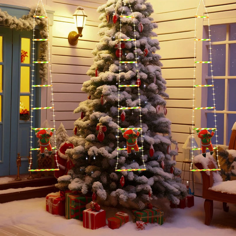 LED Weihnachtsdekorationen Feenlampe LED Leiterlampe mit Klettern Weihnachtsmann Zuhause Outdoor Weihnachtslicht Neujahr Ornamente s