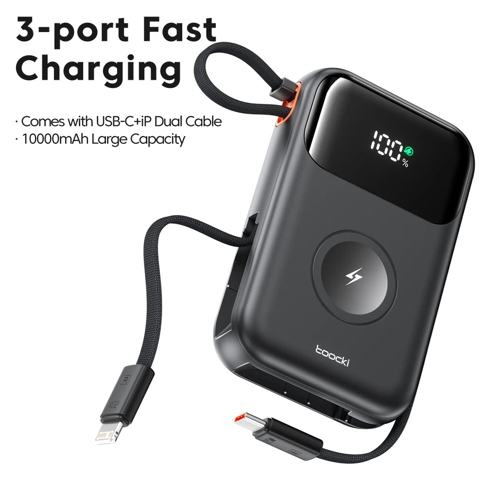 Toocki PowerBank 10000 mAh Tragbare PD 22,5 W Schnelllade-Powerbank für iPhone 16 15 14 13 12 Apple Watch Mobile Externer Akku
