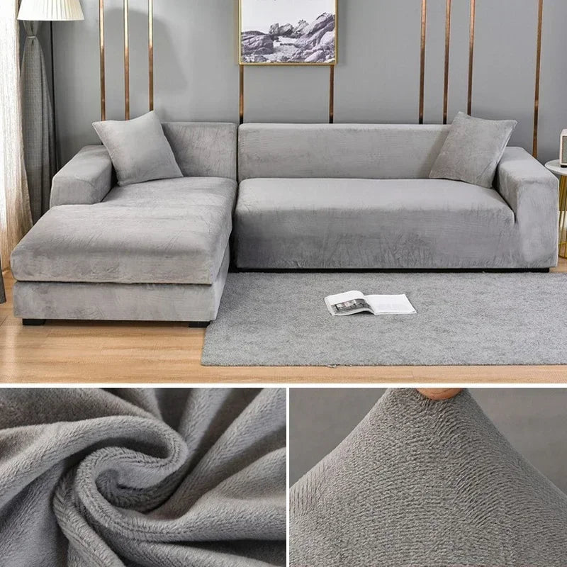 Samt-Sofabezug, dick, elastisch, 1/2/3/4-Sitzer-Sofabezug für Wohnzimmer, Samt-Plüsch, L-förmiger Ecksofa-Couchbezug