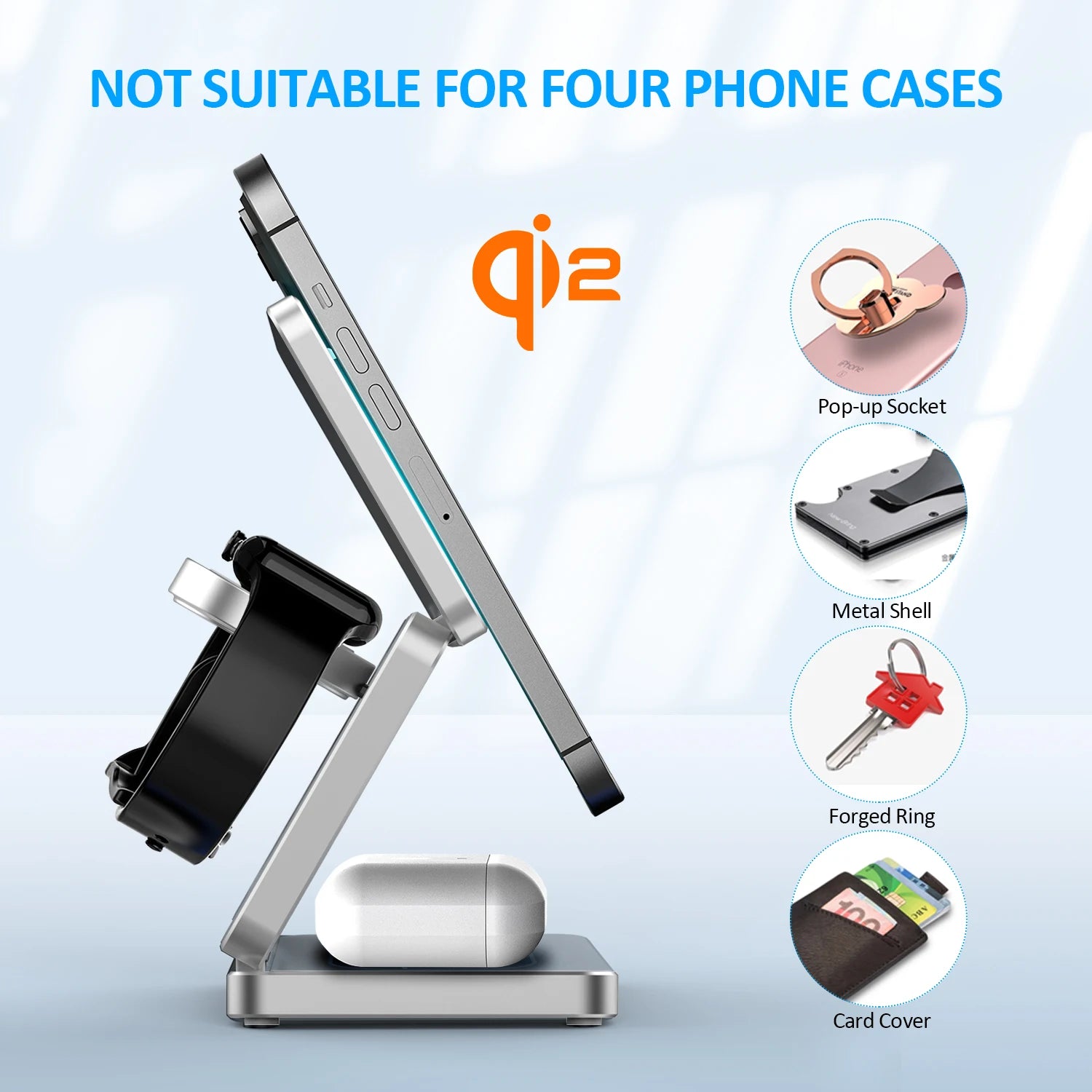 Qi2/Qi1 3 in 1 15 W magnetisches kabelloses Ladegerät für iPhone 17 16 15 Schnellladung, zusammenklappbar, für Apple Watch Airpods kabelloses Ladegerät