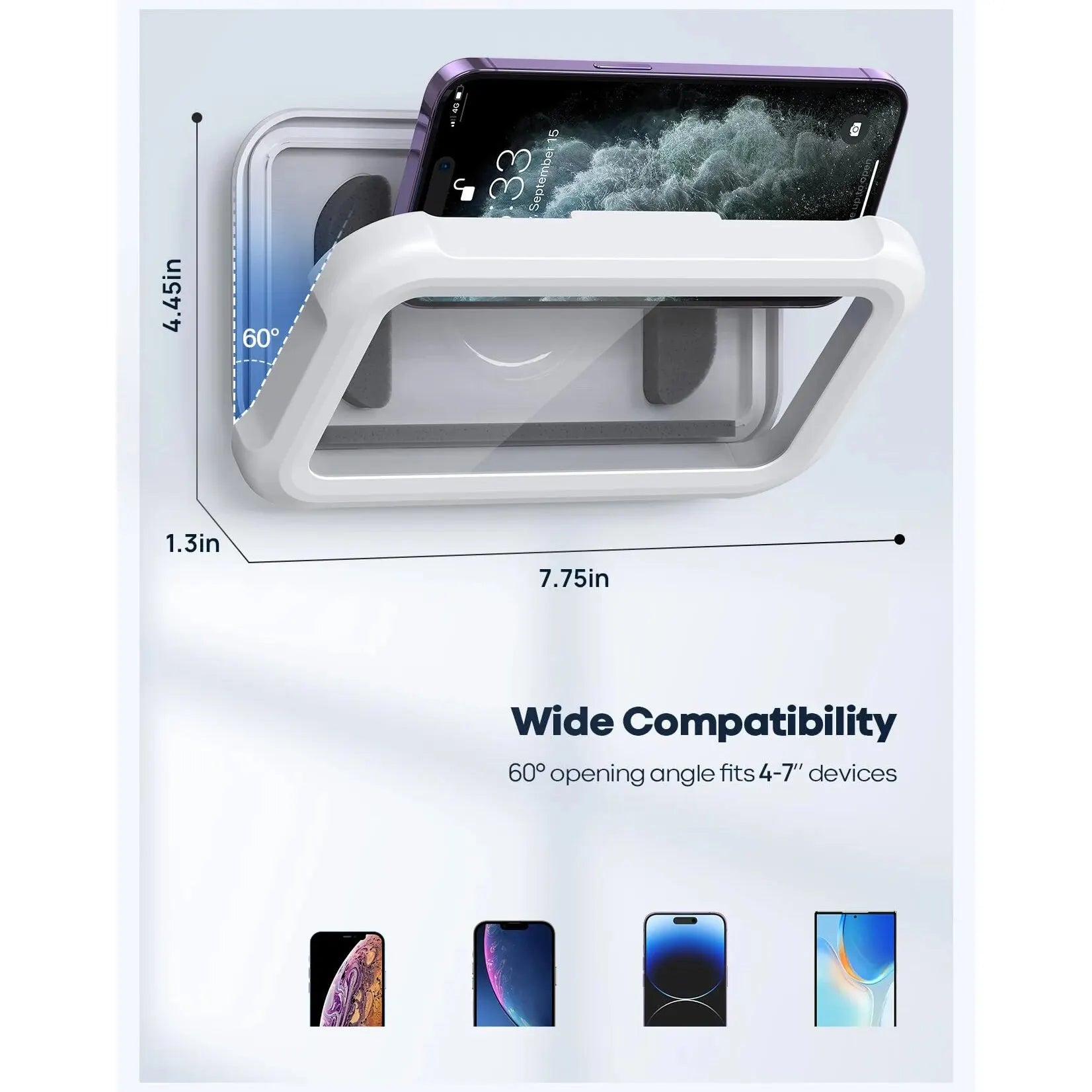 Wasserdichter Duschtelefonhalter mit 480 °   Drehbarer, winkelverstellbarer, wandmontierter Telefonhalter für Badezimmerküche, bis zu 6,8 I