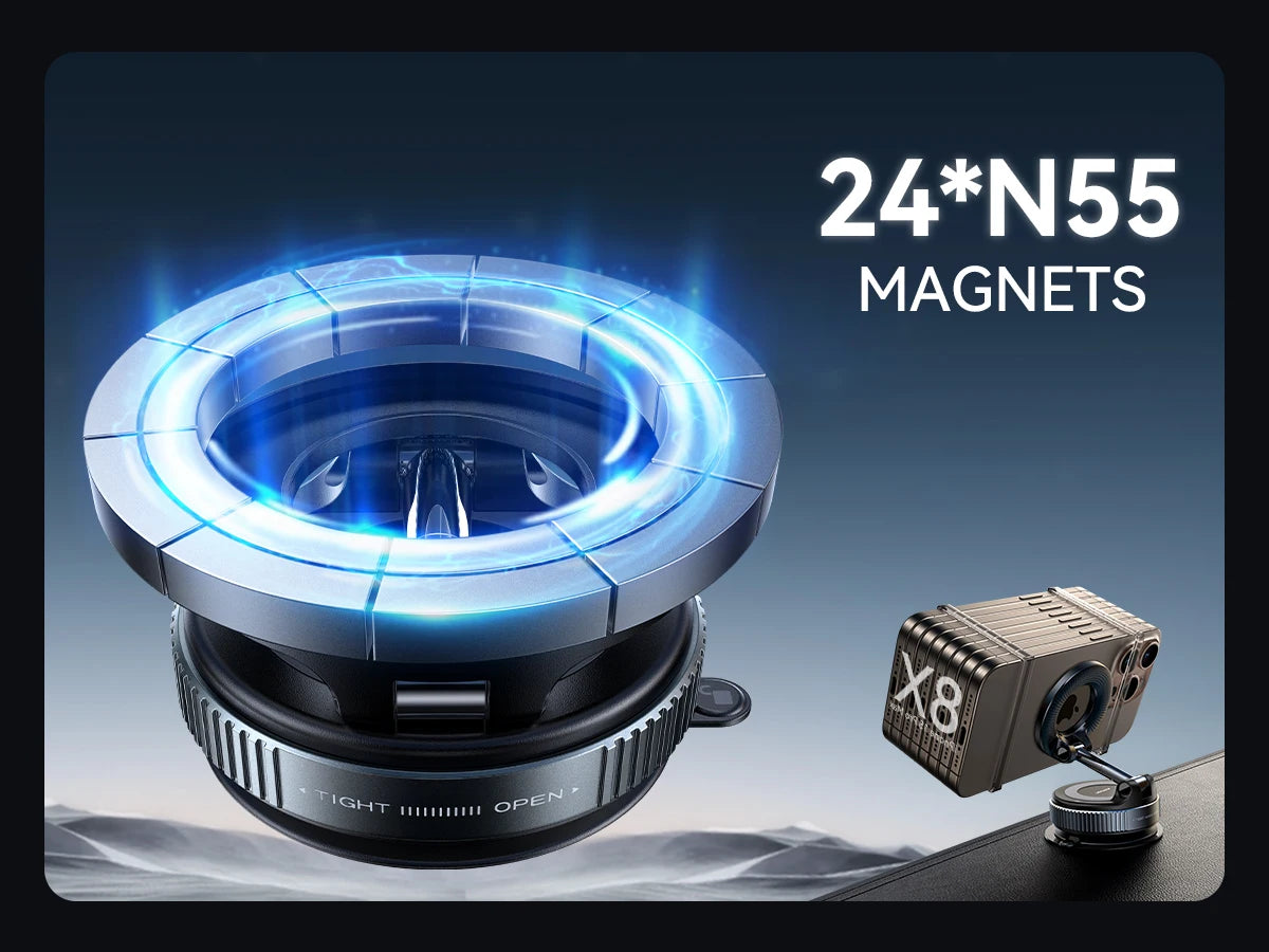 Joyroom Faltbarer magnetischer Autotelefonhalter, 360°-Drehung, Saugnapf-Autotelefonhalterung für iPhone 16-12 Serie 4,7-7'' Telefone