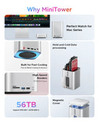 ORICO MiniTower für Mac Mini M4 Pro Dockingstation mit M.2 SSD Typ C Dockingstation Desktop Hybrid-Speichersystem DAS