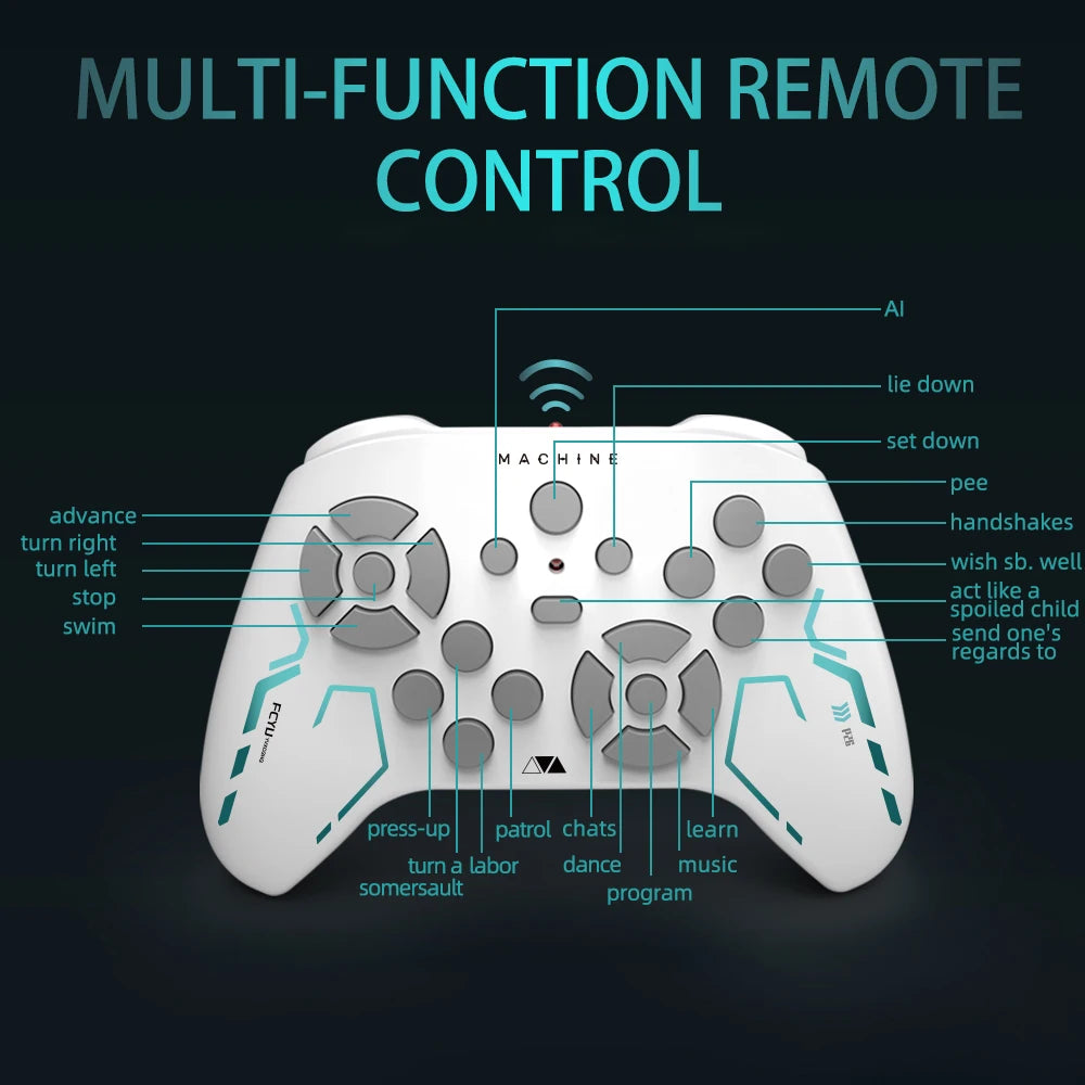 Teeggi Multifunktions-RC-mechanischer Hund, elektrischer RC, intelligenter Roboterhund mit Revolver, Lernspielzeug, bionisches intelligentes Roboter-Spielzeug, Geschenk