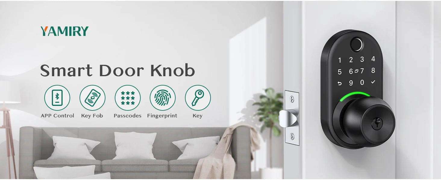 Intelligentes Tastatur-Türschloss mit Knopf, Yamiry-Digitalschloss mit schlüssellosem Zugang und Griff, elektronischer Fingerabdruckknopf für die Haustür, Gen