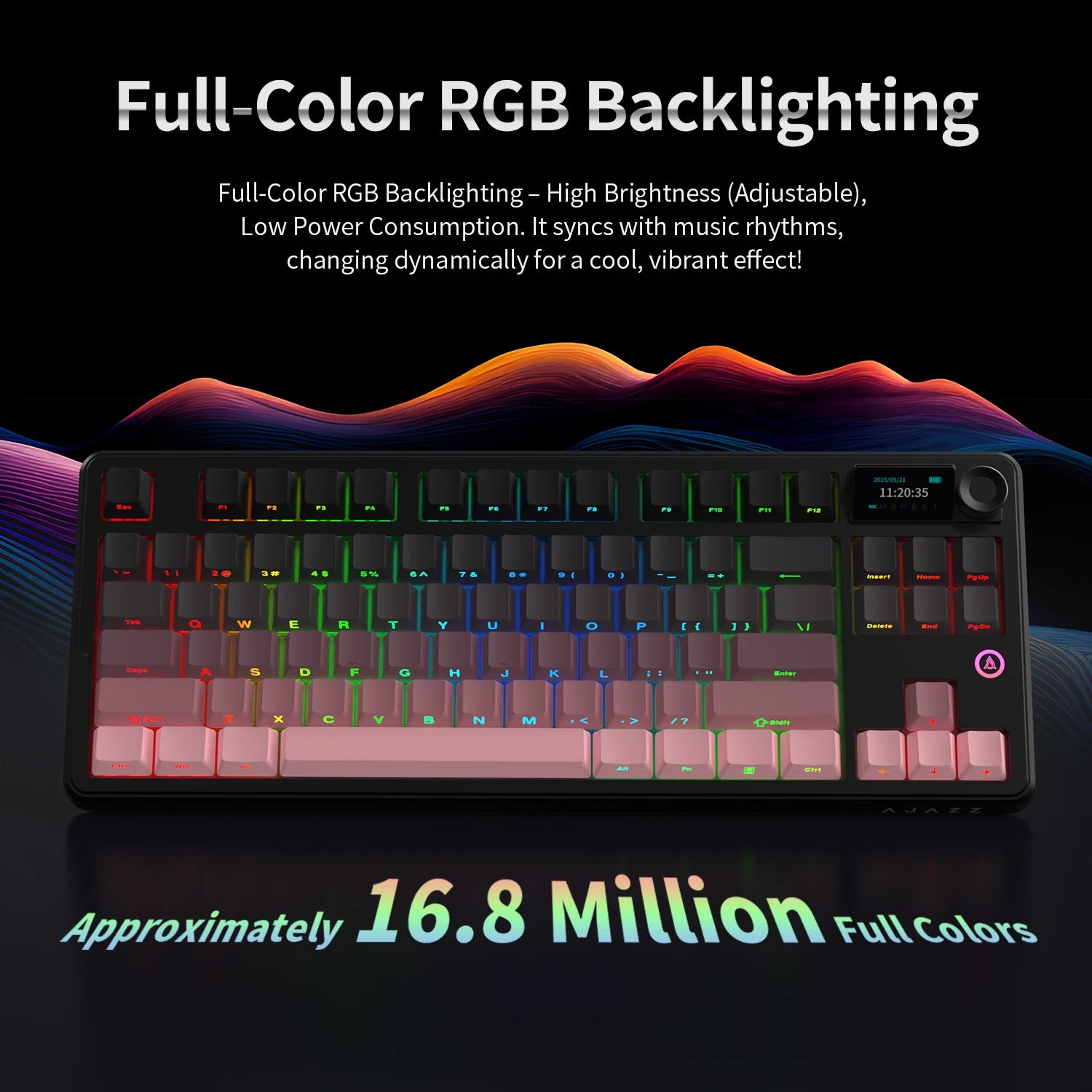 AJAZZ MK87 Drahtlose mechanische Tastatur 75 % Tri-Mode RGB PBT Tastenkappen Hot-Swap-Gaming-Tastaturdichtung 10000 mAh für Gamer PC/Mac