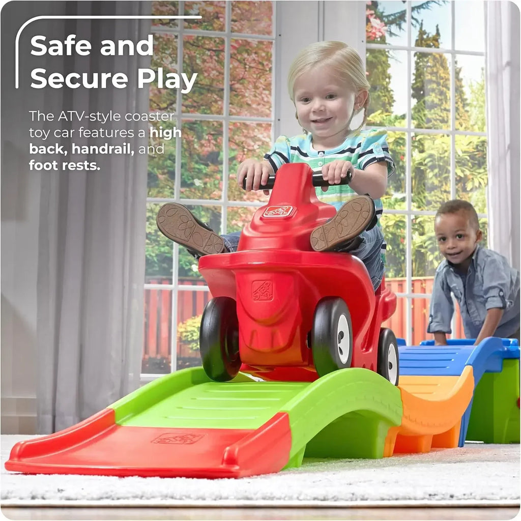 Achterbahn-Kinderspielzeug, Ride On Push Car, Spielset für drinnen und draußen, kompakte Aufbewahrung, max