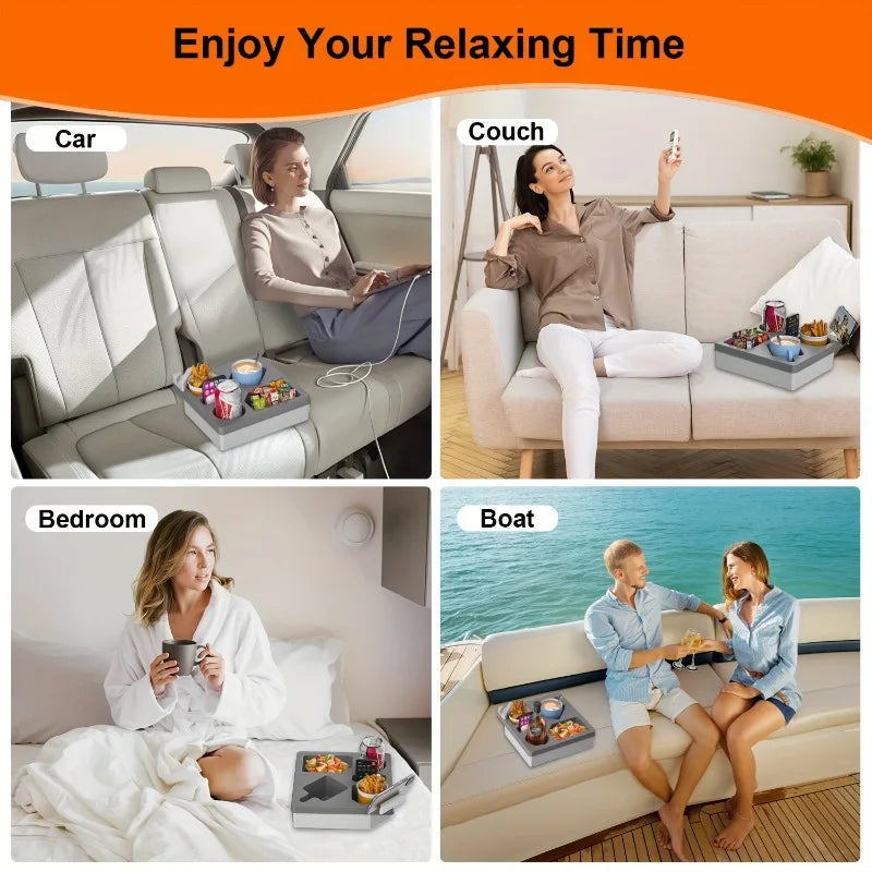 1 stücke Silikon Sofa Tasse Halter Tablett Tragbare Strand Camping Snack Lagerung Organizer Nicht-Slip Wiederverwendbare Couch Armlehne Zubehör
