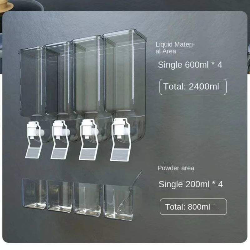 Paste Wand küche mit Druckhahn-Gewürz behälter, Sojasauce und Essig-Gewürz flasche, Gewürz regal in Lebensmittel qualität