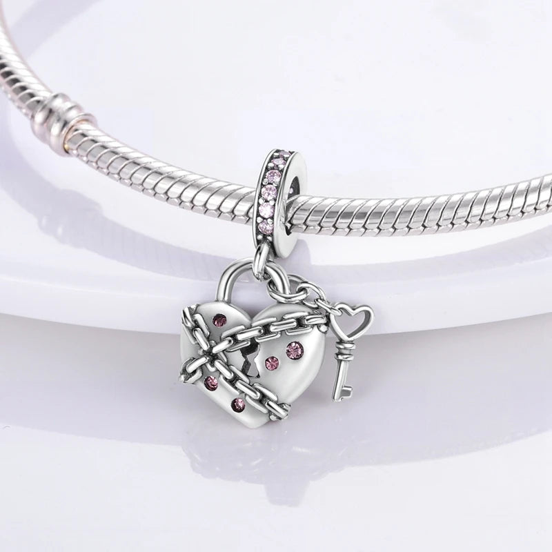 Rosa Charms Original 925 Sterling Silber Herz Schleife Parfüm Flasche Charms Perlen Anhänger Fit Armband DIY Frauen Schmuck Machen