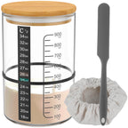 900 ml Sauerteig-Starterglas-Set, klares Glas, hitzebeständig, Sauerteig-Starterbehälter, Backen, Gärglas, Lebensmittelaufbewahrung