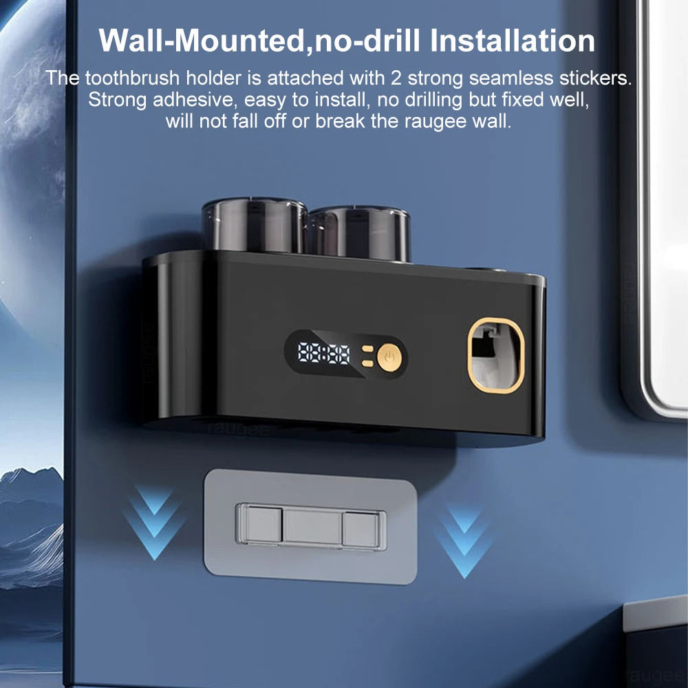 Tragbarer Zahnbürsten-Sterilisator, kabellose Zahnbürste, UV-Sterilisation, wiederaufladbarer, an der Wand montierter elektrischer Zahnbürsten-Trocknerhalter