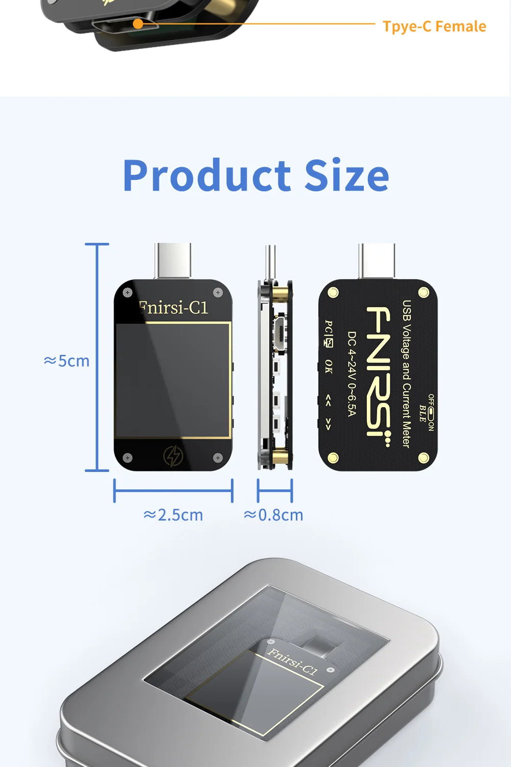 FNB58 USB-Tester, Voltmeter, Amperemeter, Typ C, Schnellladungserkennung, Auslöser, Kapazitätsmessung, Welligkeitsmessung
