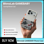 Bitmolab GAMEBABY iPhone Hülle mit Gamepad – GB/GBC/NES-Layout, Carbon Fiber, iPhone 15–17