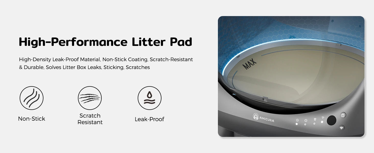 Amicura Cura X1 Automatische Katzentoilette, selbstreinigend, mit App-Steuerung, Sicherheitssensor, leicht zu reinigendes elektrisches Katzentoilett
