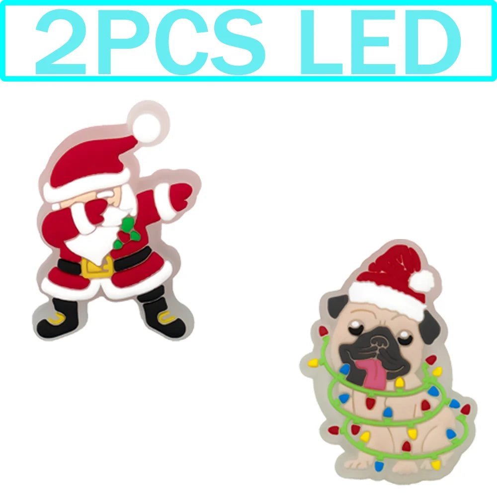 1–5 Stück neue Weihnachts-LED-Schuhanhänger, niedlicher Weihnachtsmann, Katze und Hund, Pin-Zubehör für Sandalen, Schuh-Clogs, Schnalle, Weihnachtsgeschenke